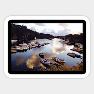 Scandinavian boats landscape Sticker